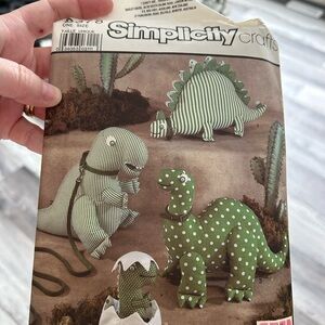 Simplicity 8378 Green Striped and Polka Dot Dinosaur Plush Sewing Pattern